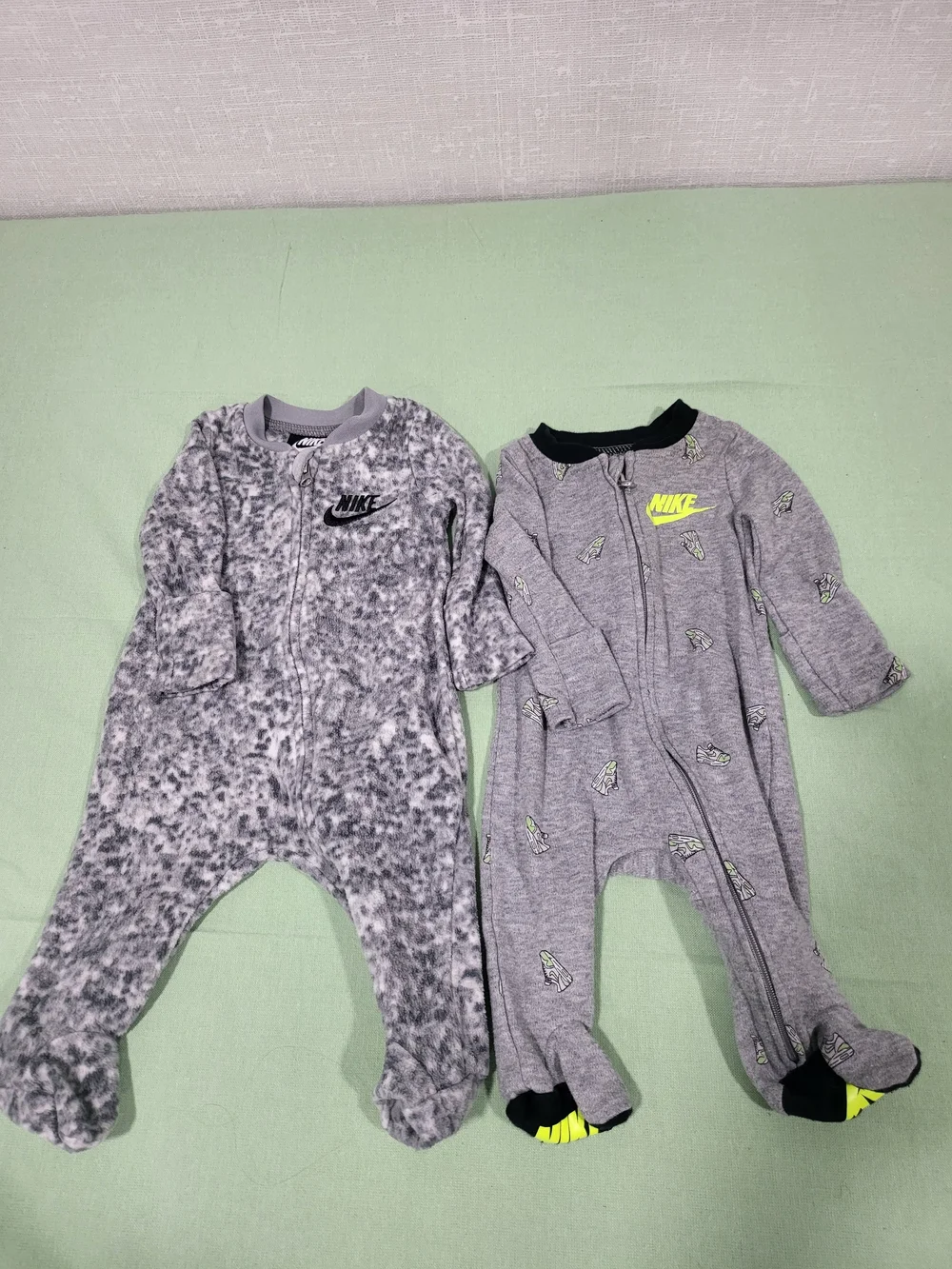 Nike Grey Baby One-Piece Footed Sleepers - 2-Pack